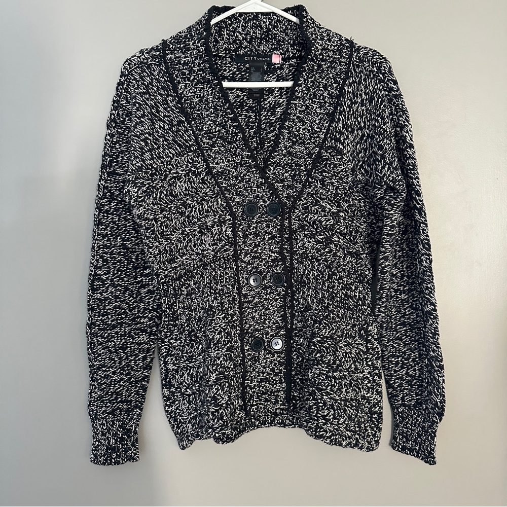 Women’s City unltd. Black and white cardigan sweater size large
